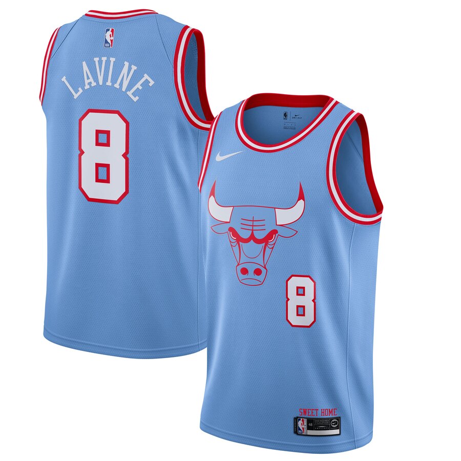 Men's Chicago Bulls #8 Zach LaVine Blue NBA 2019 City Edition Stitched Jersey Men's Chicago Bulls #8 Zach LaVine Blue NBA 2019 City Edition Stitched Jersey